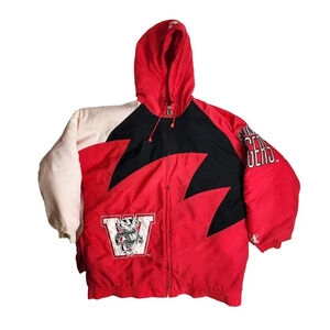 Vintage Logo Athletic Wisconsin Badgers Sharktooth Jacket Size Large  NCAA 90s